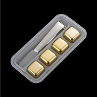 Coffret de 8 accessoires de bar personnalisés, pierres à whisky en acier inoxydable 304 de qualité supérieure, couleur or, pour refroidir les boissons, avec pince à glaçons – Idéal comme cadeau