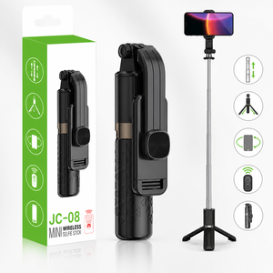 Mini trépied à texture quadrillée JC-08, bâton de selfie de 745 mm, poignée en acier inoxydable de poche, support de téléphone de voyage - Product Image 3