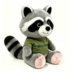 Peluche raton laveur personnalisée assise, Peluche raton laveur avec chemise, Peluche animal raton laveur, Peluche raton laveur mignonne - Product Image 1