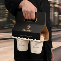 Support à gobelets en papier personnalisé pour 2/4 tasses de café, plateau de transport pour boissons chaudes, emballage en papier pour boissons