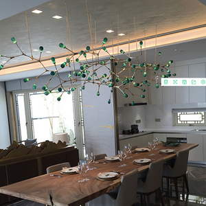 Plafonnier led suspendu en verre <span class=keywords><strong>vert</strong></span> avec branches de lucioles, design moderne, éclairage d'intérieur, luminaire décoratif de plafond, idéal pour un salon, une salle à manger ou une entrée - Product Image 4