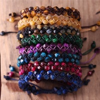 Bracelets tressés faits à la main en pierre naturelle 6mm, œil de tigre perlé, Bracelet en macramé Boho, bijoux d'amoureux d'amitié de Yoga, livraison directe