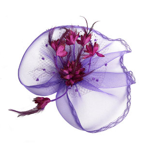 Coiffe de mariée en plumes pour performance scénique et séance <span class=keywords><strong>photo</strong></span>, voile vintage avec nœud floral, modèle ZQ3001, emballée individuellement - Product Image 3