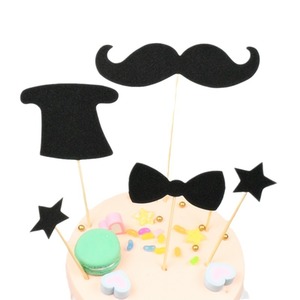 Decoraciones para Pastel de Cumpleaños o Día del Padre, Juego de 7 Piezas de Papel Negro Desechable con Diseño de Caballero - Product Image 5