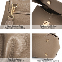 Sac à Main pour Femme en Cuir Véritable, Sac à Main Structuré de Luxe Discret avec Poignée Supérieure, Sac à Bandoulière à Rabat pour le Travail et le Quotidien