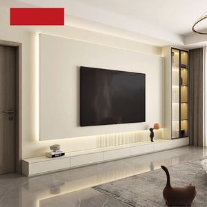 Meuble TV en bois moderne de luxe avec éclairage LED pour téléviseurs de 85 pouces, meubles pour hôtel et salon - Product Image 2