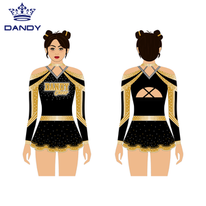 Conjuntos de uniformes de porristas listos para el escenario, aspecto glamoroso, tela duradera, entrega rápida - Product Image 6