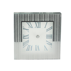 8x8x2 Inch Crystal Sparkle Twinkle Bling Square Mirrored <strong>Table</strong> <strong>Top</strong> Decorative <strong>Clock</strong> With Glitter for Home Decoration - Product Image 1