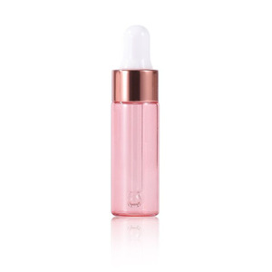 Pink Glass Dropper Bottle Square Shape Skin Care Serum <b>Container</b> Clear Surface Rose Gold Cap PP Collar - Product Image 1