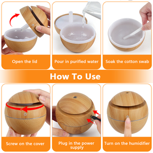 G02-0169 Essential Oil <strong>Diffuser</strong> <strong>7</strong> Color Led Night Light USB Wood Grain Ultrasonic Mist Air Humidifier for Home Office - Product Image 4