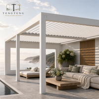 Pergola extérieure moderne en aluminium coupe-vent avec structure thermolaquée pour patio, villa, bord de plage, extérieur et jardin