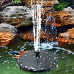 Solar Fountain Floating Garden Water Feature With <b>Lights</b> Outdoor Bird <b>Bath</b> Fountain 3.5W ABS Contemporary Design - Product Image 1