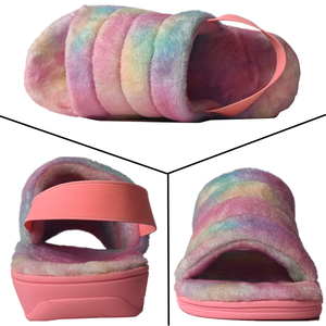 Scivolo sfocato in pelliccia sintetica da donna personalizzato su pantofola ortesi Open Toe <span class=keywords><strong>con</strong></span> cinturino <span class=keywords><strong>elastico</strong></span> in Memory Foam - Product Image 2
