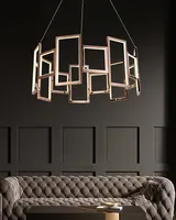 Xinzhong Contemporain Élégant Style Art Déco Rond E26 Base Forme Ovale LED Villa Rectangulaire Lumières Lustre Design Pendentif
