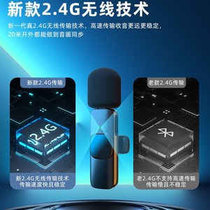 K9 <b>Wireless</b> Lavalier <b>Microphone</b> 2.4G Noise Cancelling For Mobile Phones Vlogging TikTok Broadcasting - Product Image 3