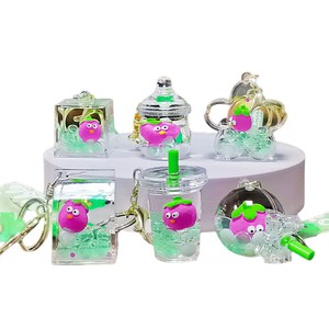 Portachiavi con Ciondolo a Bottiglia di Sabbie Mobili a Clessidra in Acrilico Stampato UV, Design Anime Cartoon, Motivo Mangostano Viola, per Borsa e Piccole Chiavi - Product Image 4
