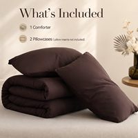 Ensemble de couette Queen moderne en microfibre organique rose, doux, respirant, 300 fils, motif uni, 3 pièces, couette légère et confortable GentleSoft 2
