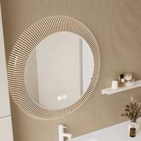 Meuble de salle de bain en contreplaqué de haute qualité, style moderne, avec vasque intégrée et miroir LED, éclairage de meuble de salle de bain