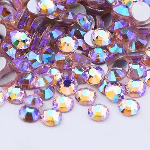 Grosir Kualitas Tinggi Hotfix/Non Hotfix Cahaya Rose AB Kristal Rhinestones untuk Nail Art Sepatu/Tas Aksesori Kaca Rhinestones