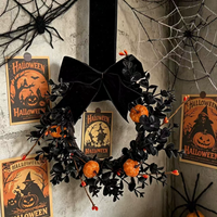 Décorations fantômes et citrouilles à suspendre, décoration de porte pour la maison, couronne d'Halloween pour le Festival des Fantômes