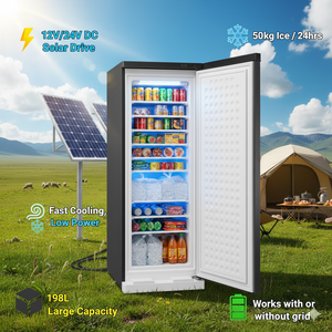 Congélateur vertical solaire TUNTO GREEN POWER T2-BD-198L/255L 100% DC24V 198L/255L 11/14 couches pour glaçons, production de 60KG/jour - Product Image 1