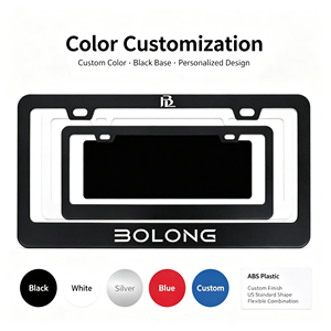BOLONG <span class=keywords><strong>Gro</strong></span>ßer Ausverkauf USA-Standard ABS-Kunststoff Nummernschildrahmen mit Individuellem Logo Schwarzer Auto-Kennzeichenhalter Auto-Dekoration - Product Image 5