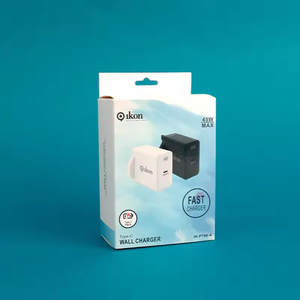 Caja de cargador de papel mate de color avanzado con relieve, embalaje electrónico ODM de tamaño personalizado, adecuado para cargadores de pared PD - Product Image 4