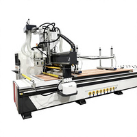 Routeur CNC linéaire 1336 ATC avec scie rotative et aspiration, machine de travail du bois à chargement/déchargement automatique pour armoires, placards, MDF et contreplaqué