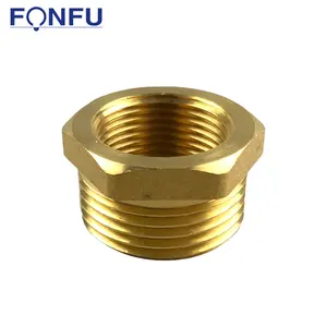 Buje hexagonal de latón, 1 pulgada NPT Macho x 3/4 "NPT Hembra recta a través de cobre, accesorios de válvula de núcleo, componente neumático