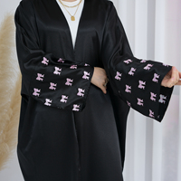 Nouvelle Abaya Loriya 2026 noire, modèles d'Abaya ouverte avec manches à nœuds, vêtements modestes pour femmes, vêtements islamiques, Abaya musulmane noire