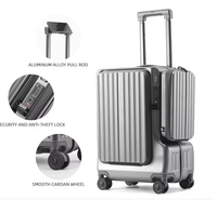 Valise cabine 20 pouces à double ouverture frontale, coque rigide en PC avec serrure TSA, port USB et support téléphone