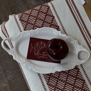 ที่ใส่ขนมเซรามิกสองหูลายดอกไม้บรรเทาแบบคลาสสิกสไตล์ฝรั่งเศส - Product Image 4