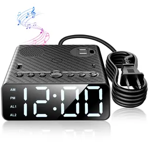 User Friendly Convenient Usb Charging Station Power Strip Alarm Clock Charger With Bt Speaker For Heavy Sleepers Adults Teens