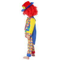 Disfraz de Payaso para Niños, Cuatro Piezas a Cuadros con Peluca Roja, Disfraz para Circo o Escenario