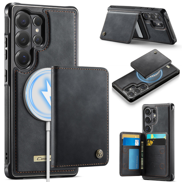 Denior OEM/ODM PU Leather Shockproof Phone Case with Built-in Magnetic Ring, Compatible with S26/S25/S24/S23/S22/S21/S20 Series