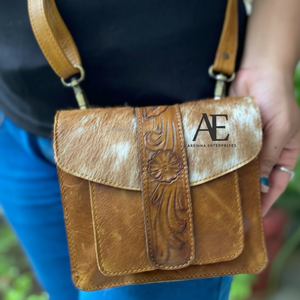 Women Leather <b>Sling</b> <b>Bag</b> Handbag Tooled Leather Cowhide <b>Bags</b> - Product Image 1