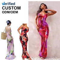Robes d'été pour femmes, sexy, vintage, style plage russe, imprimées tie-dye, plissées, ajustées, à bretelles, longues, pour les vacances