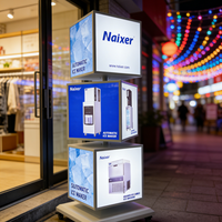 Panneau d'affichage de panneau de menu debout sur mesure Cube de boîte en acrylique lumineuse à LED Boîtes à lumière publicitaires rotatives sur les quatre côtés Enseigne