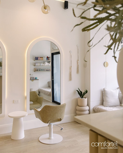 Salon de coiffure professionnel chaise de coupe Beige <span class=keywords><strong>Loft</strong></span> Style chaises de salon coiffeur chaises meubles de salon - Product Image 4