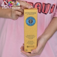 Boîte d'emballage pour crème pour les mains en papier kraft brun biodégradable FSC personnalisé, avec rabat supérieur et inférieur en carton ondulé, avec braille en relief