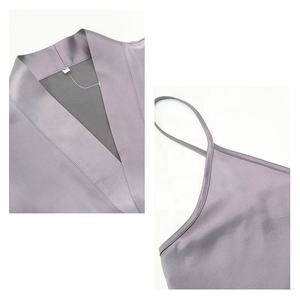 Ensemble 3 pièces en satin de soie : caraco, robe longue à manches longues et peignoir – Élégant, personnalisé, en polyester/coton, pour femme, idéal pour l'hiver, couleur unie, vêtements d'intérieur - Product Image 6