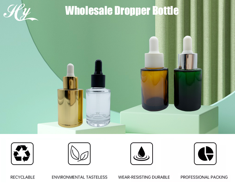 30ml 60ml 80ml Amber Glass Dropper Bottle For Essential Oil Serum Cosmetic Packaging