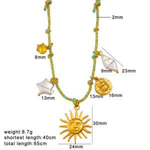 Colliers pendentifs tendance été en acier inoxydable 316L plaqué or PVD 14k 18k, collier corde soleil pour femme - Product Image 6