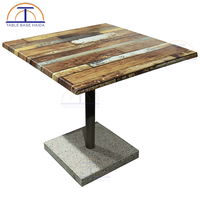 Table à manger extérieure carrée de qualité commerciale aspect marbre dessus en plastique à motifs en résine imperméable pour restaurant café salon