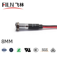 FILN 8mm Panel Dash 12v 24v 220v de indicador de luz con alambre