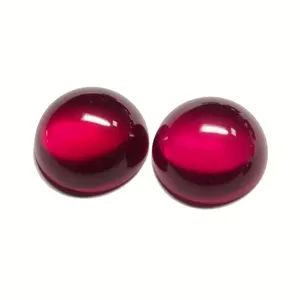 Mezza sfera rotonda rosso sintetico 5 # rubino da 4mm a 24mm Cabochon in corindone con retro piatto per gioielli