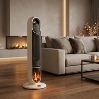 Chauffage tour PTC à effet flamme U-8 2000W avec télécommande tactile, oscillation automatique 60°, coupure automatique en cas de renversement, en plastique, pour usage commercial