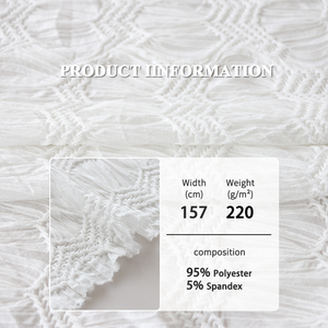 Tela elástica de poliéster sólido de Jacquard blanco de punto de alta calidad con patrón personalizado Nuevo diseño - Product Image 2