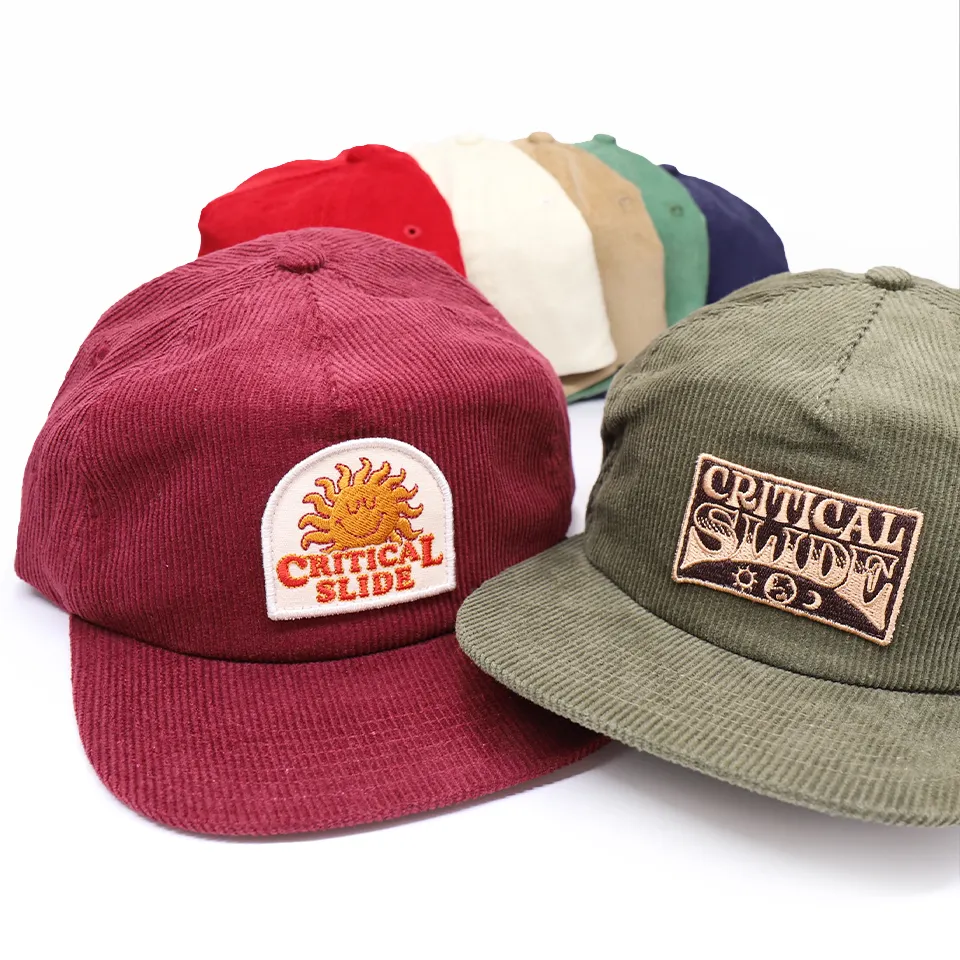 custom patch logo corduroy snapback caps red hats