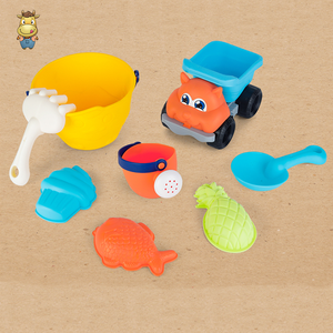 Ensemble de seaux de plage pour enfants, 8 pièces, avec camion à benne basculante, râteau, moules d'animaux, jouets d'été - Product Image 6